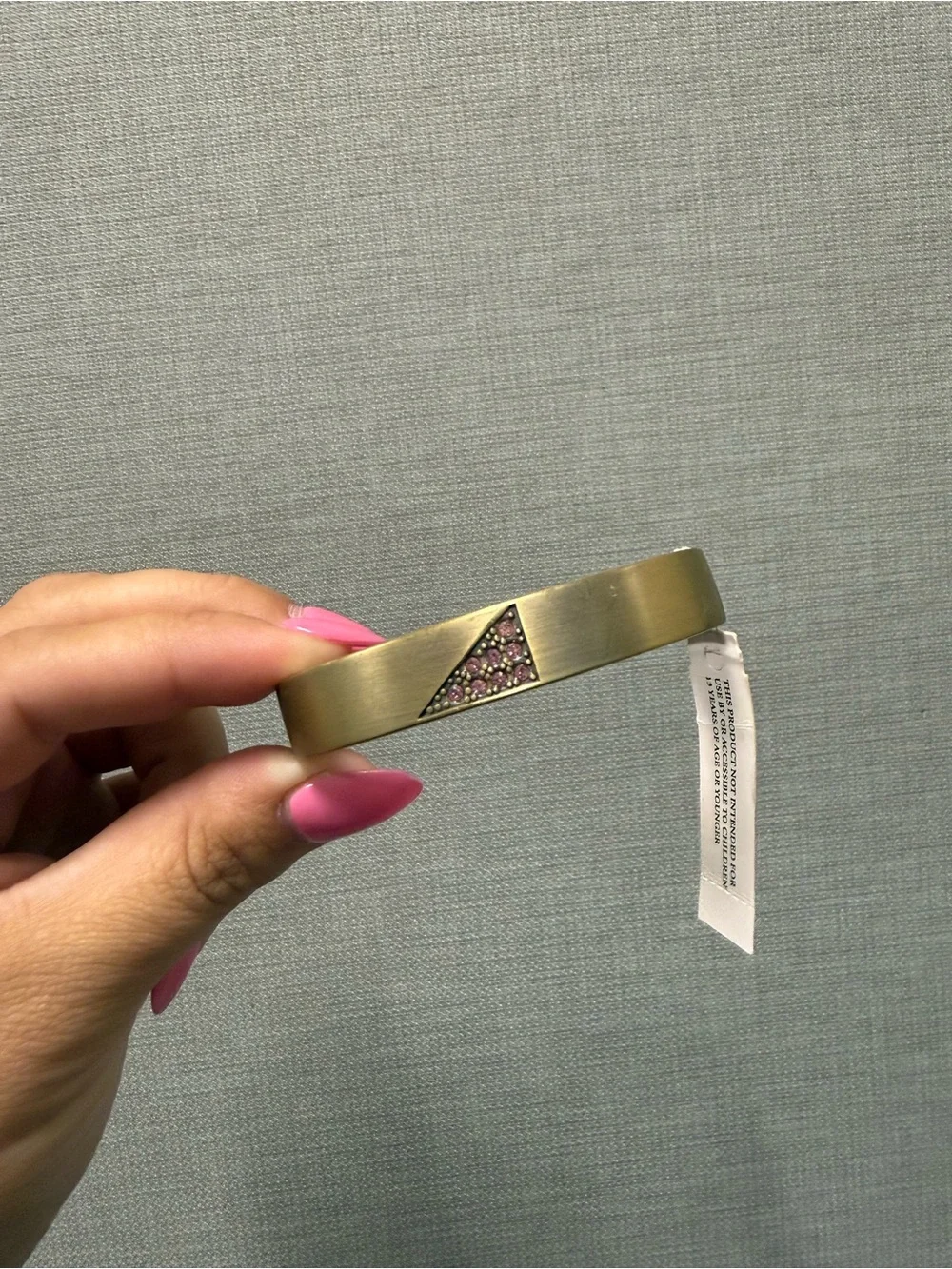 Gold-Tone Round Cuff Bracelet with Pink Accent